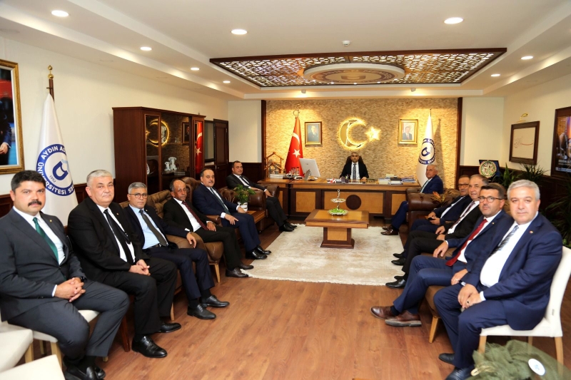 02.08.2023 Aydın Commodity Exchange Delegation Visited Aydın Adnan Menderes University Rector Professor Doctor Bulent Kent in His Office